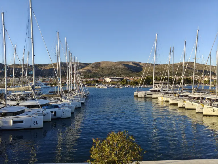 Sailing yachts in a marina